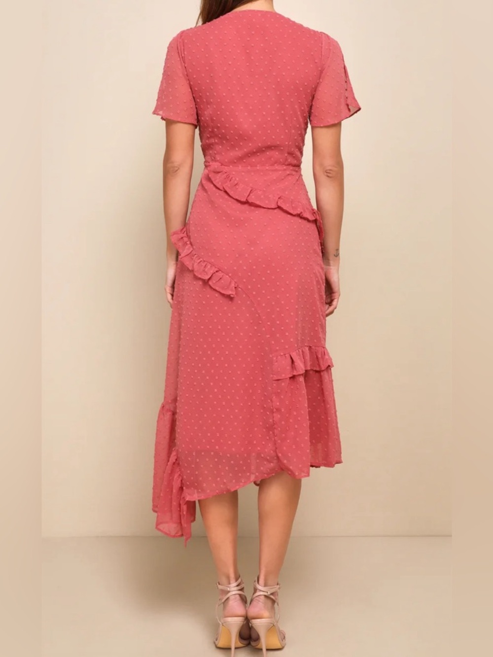 Lulu's Dusty Rose Ruffle Wrap Midi Dress - Picture 2 of 16
